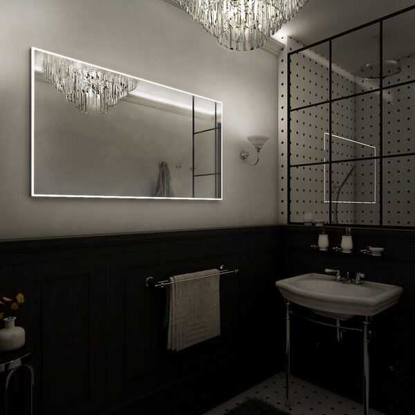 Nimco Černé LED zrcadlo 55W, 120x70 cm