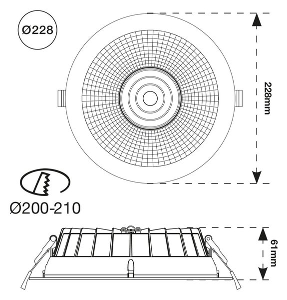 SLC SLC1526 Vestavné LED svítidlo Shift pr.200-210 mm bílé 2400lm 3000/4000K Ra80 bez driveru IP54/IP40 UGR19 - TLG