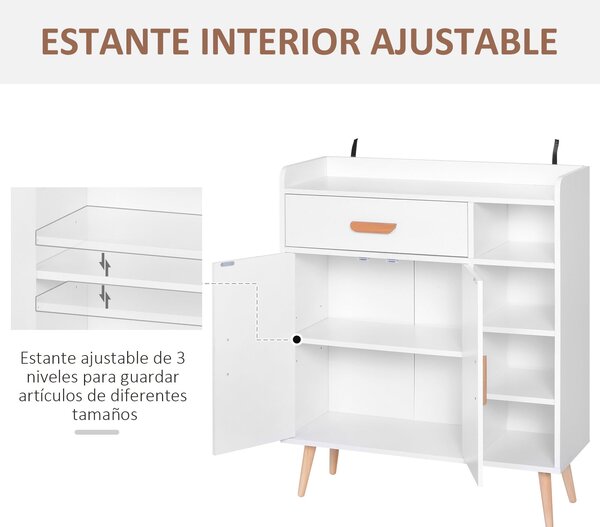 HOMCOM Konzolový stůl s úložným prostorem - Víceúčelový nábytek do jídelny, obýváku, koupelny a chodby 80x29,5x96 cm | Aosom