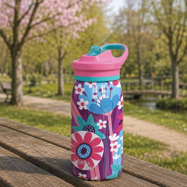 Dětská nerezová láhev Pop, 445ml, Quokka, kytky