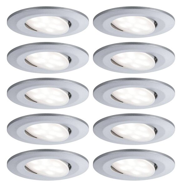 Paulmann Calla, chrom, zapínání/vypínání, otočná, 4 000 K, 9 cm, sada 10 ks, Chrom / stříbro, Koupelna, Plast, Moderní, Podhledové stropní svítidlo