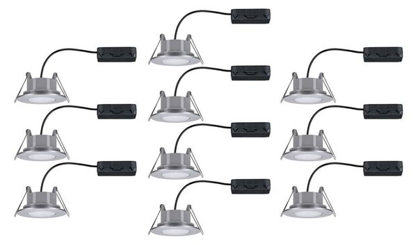 Paulmann Calla, chrom, zapínání/vypínání, otočná, 4 000 K, 9 cm, sada 10 ks, Chrom / stříbro, Koupelna, Plast, Moderní, Podhledové stropní svítidlo