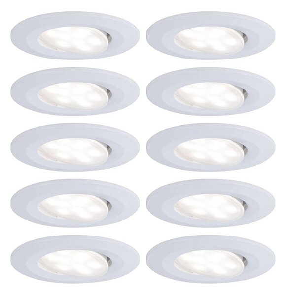 Paulmann Calla, bílá, stmívatelná, otočná, 4 000 K, 9 cm, sada 10 ks, stmívatelný, Bílá / opál, Koupelna, Plast, Moderní, Podhledové stropní svítidlo