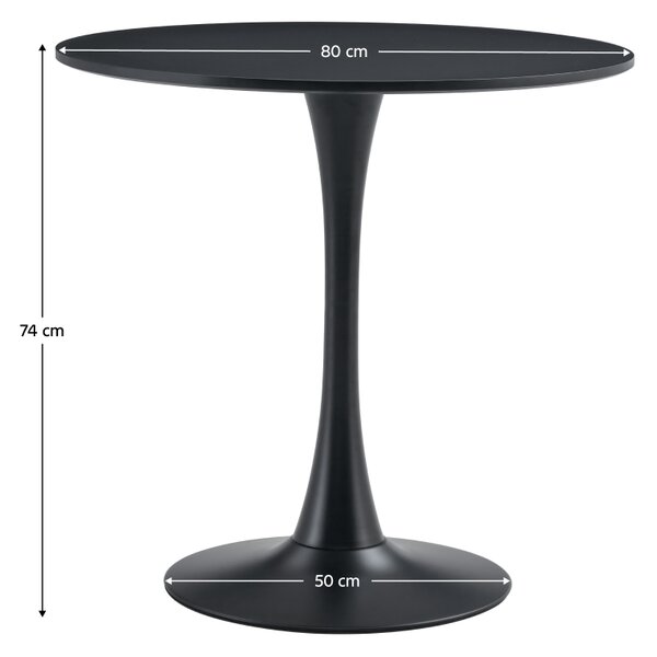 KONDELA Jídelní stůl, černá, průměr 80cm, REVENTON NEW
