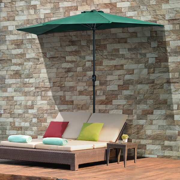 Outsunny Slunečník 270x137x236 cm Zahradní Parasol s Kličkou a Polokruhovým Tvarem pro Terasu, Patio a Bazén Zelený | Aosom