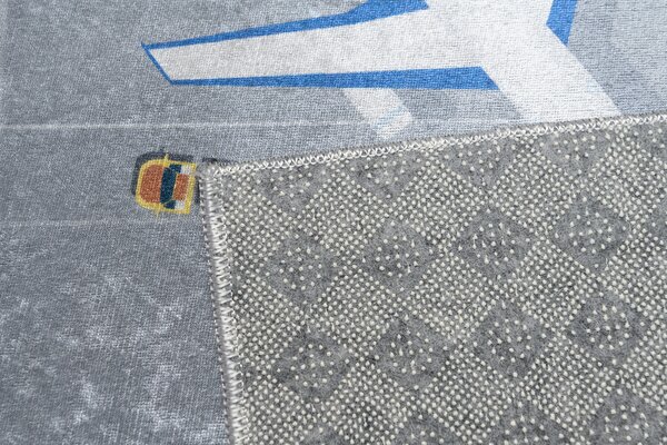 Makro Abra Dětský kusový koberec vhodný k praní BAMBINO 23681 Letiště Letadla šedý Rozměr: 80x150 cm