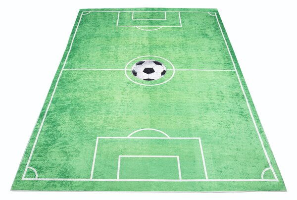 Makro Abra Dětský kusový koberec vhodný k praní BAMBINO 9731 Fotbalové hřiště protiskluzový zelený Rozměr: 80x150 cm