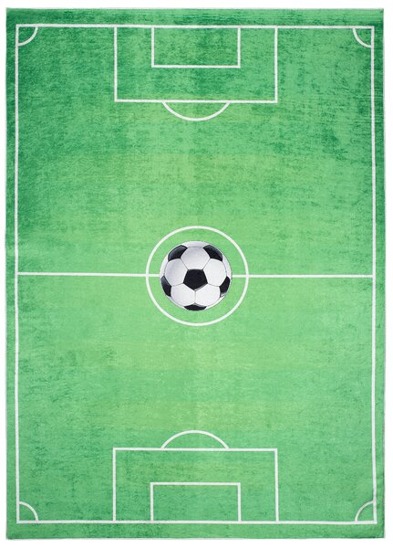 Makro Abra Dětský kusový koberec vhodný k praní BAMBINO 9731 Fotbalové hřiště protiskluzový zelený Rozměr: 80x150 cm