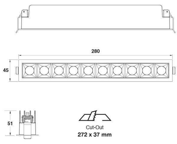 SLC SLC1272 Vestavné LED svítidlo PIXEL 10x 25 W 220-240 V 2700 K stmívatelné 36° Ra90 bílé - TLG