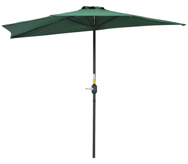 Outsunny Slunečník 270x137x236 cm Zahradní Parasol s Kličkou a Polokruhovým Tvarem pro Terasu, Patio a Bazén Zelený | Aosom