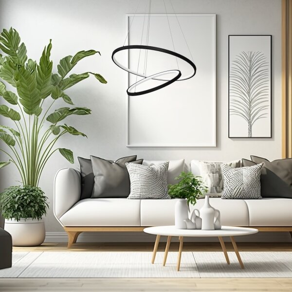 LED Lustr na lanku HOOP LED/51W/230V pr. 60 cm 4000K černá