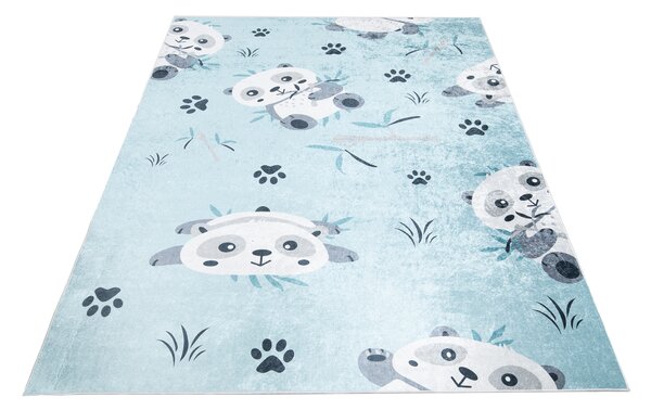 Makro Abra Dětský kusový koberec vhodný k praní BAMBINO 36460 Medvídci Koala protiskluzový modrý krémový Rozměr: 80x150 cm