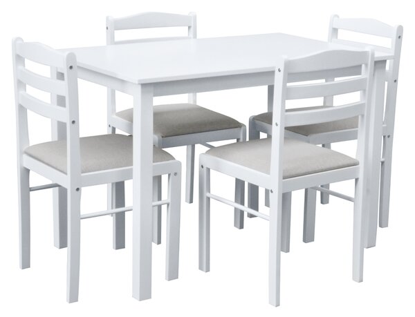 KONDELA Jídelní set 1+4, bílá/béžovošedá, SOMIN