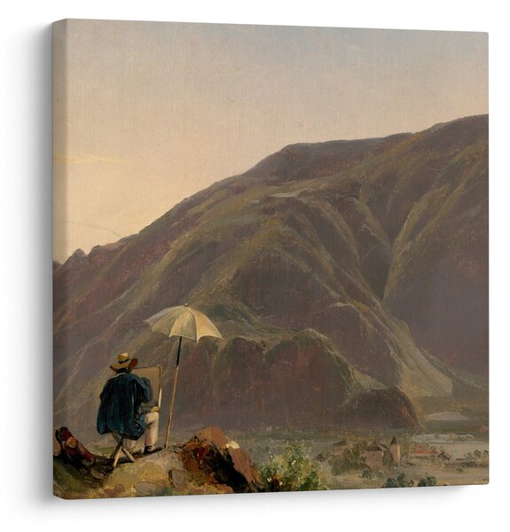 Obraz - Jules Coignet, View of Bozen with a Painter, reprodukce (30x30 cm)