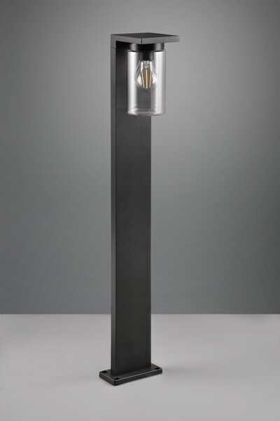 Trio 411660132 venkovní sloupek Ardila 1x40W | E27 | IP44 - snímač stmívání, spínač rozsvěcení/zhasínání, matná černá, transparentní sklo