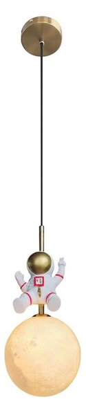 Dětský lustr na lanku ASTRONAUT 1xE27/60W/230V pr. 15 cm zlatá/béžová