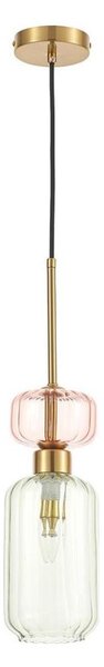 Lustr na lanku MOLLY 1xE14/40W/230V pr. 12 cm zlatá/zelená/růžová