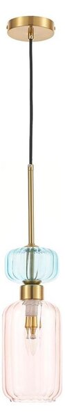 Lustr na lanku MOLLY 1xE14/40W/230V pr. 12 cm zlatá/růžová/modrá