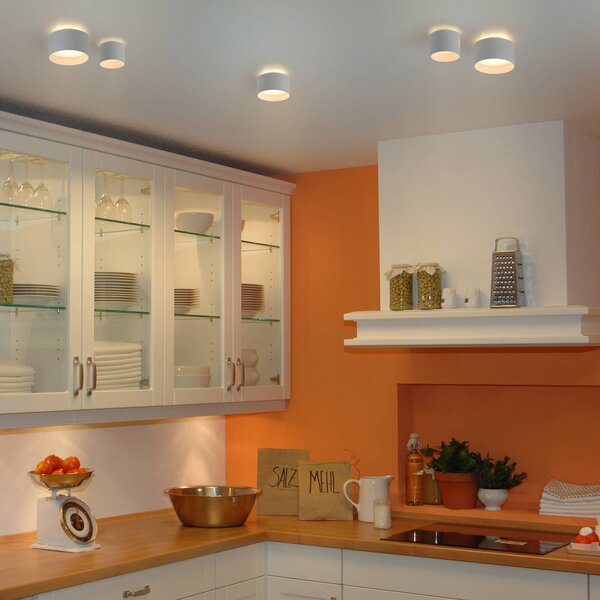 Näve LED stropní bodové osvětlení Trimes, Ø 11,5 cm, bílé, stmívatelné, stmívatelný, Bílá / opál, Obývací pokoj / jídelna, Plast