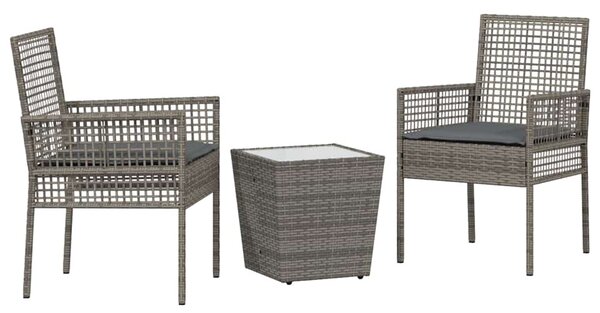 Zahradní bistro set 3 ks Šedá polyratan 3334957