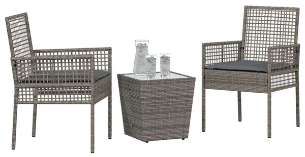 Zahradní bistro set 3 ks Šedá polyratan 3334957