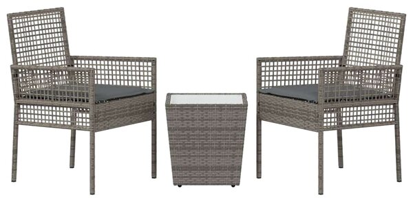 Zahradní bistro set 3 ks Šedá polyratan 3334957