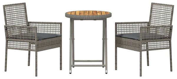 Zahradní bistro set 3 ks Šedá polyratan 3334968