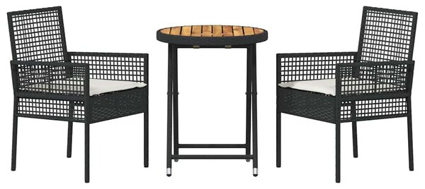 Zahradní bistro set 3 ks Černá polyratan 3334967