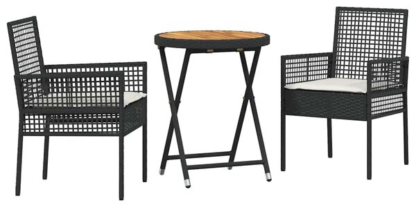 Zahradní bistro set 3 ks Černá polyratan 3334967