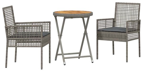Zahradní bistro set 3 ks Šedá polyratan 3334968