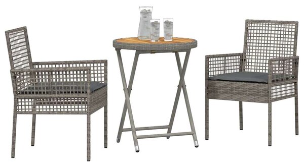 Zahradní bistro set 3 ks Šedá polyratan 3334968