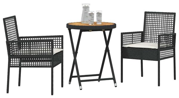 Zahradní bistro set 3 ks Černá polyratan 3334967