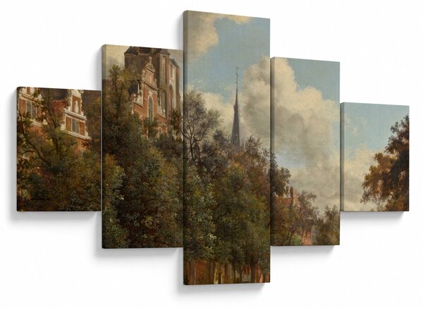 Obraz - Jan van der Heyden, View Down a Dutch Canal, reprodukce (125x70 cm)