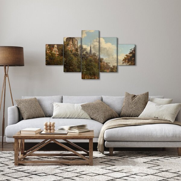 Obraz - Jan van der Heyden, View Down a Dutch Canal, reprodukce (125x70 cm)