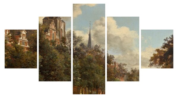 Obraz - Jan van der Heyden, View Down a Dutch Canal, reprodukce (125x70 cm)