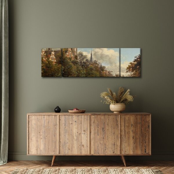 Obraz - Jan van der Heyden, View Down a Dutch Canal, reprodukce (170x50 cm)