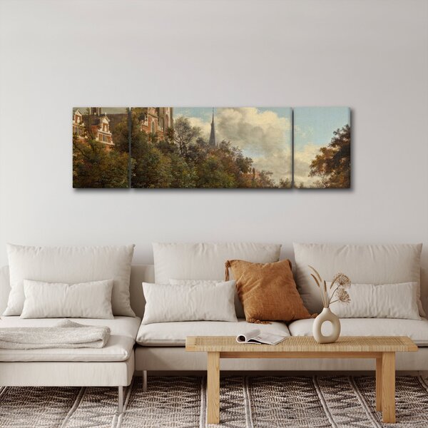 Obraz - Jan van der Heyden, View Down a Dutch Canal, reprodukce (170x50 cm)