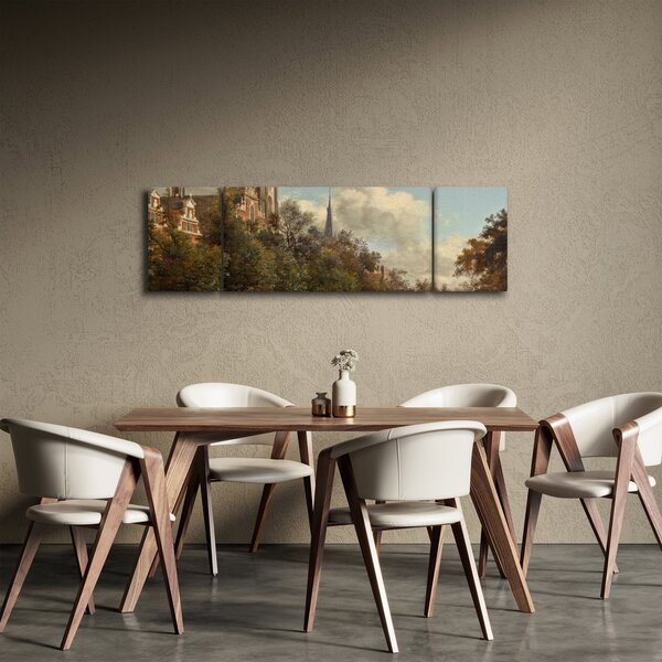 Obraz - Jan van der Heyden, View Down a Dutch Canal, reprodukce (170x50 cm)