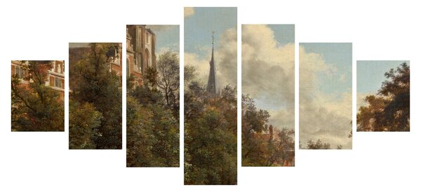 Obraz - Jan van der Heyden, View Down a Dutch Canal, reprodukce (210x100 cm)