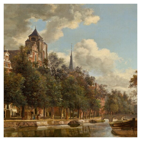 Obraz - Jan van der Heyden, View Down a Dutch Canal, reprodukce (30x30 cm)