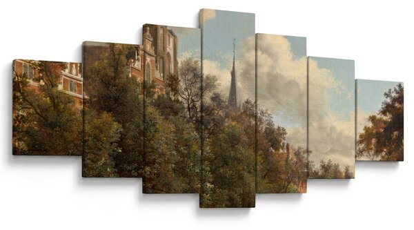 Obraz - Jan van der Heyden, View Down a Dutch Canal, reprodukce (210x100 cm)