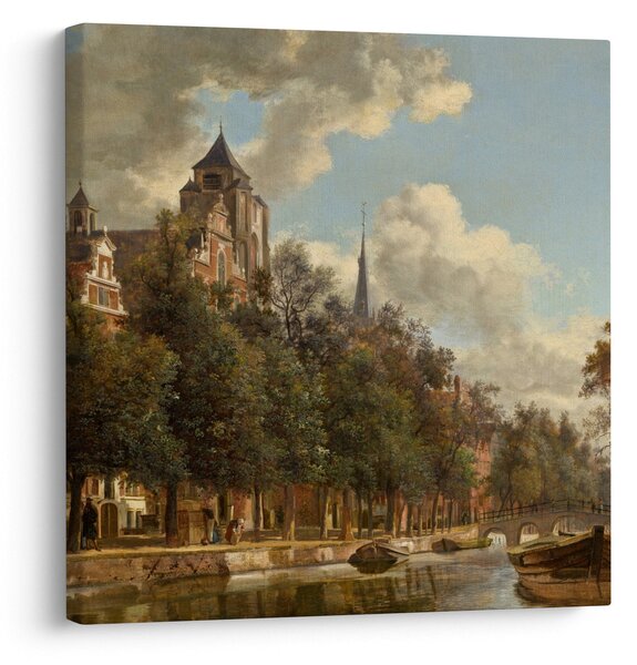 Obraz - Jan van der Heyden, View Down a Dutch Canal, reprodukce (30x30 cm)