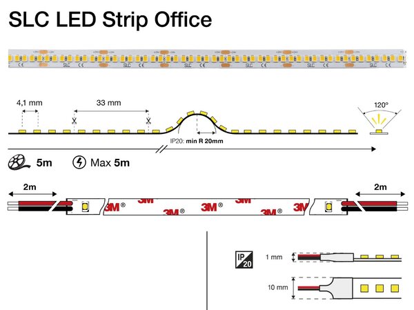 SLC S13093 LED pásek do kanceláře 8W/m 1260lm/m 2700K Ra80 IP20 5m - TLG