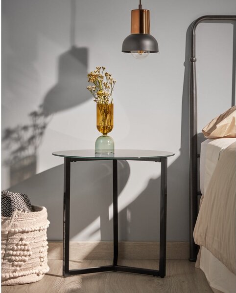 Černý odkládací stolek Kave Home Marae, ⌀ 50 cm