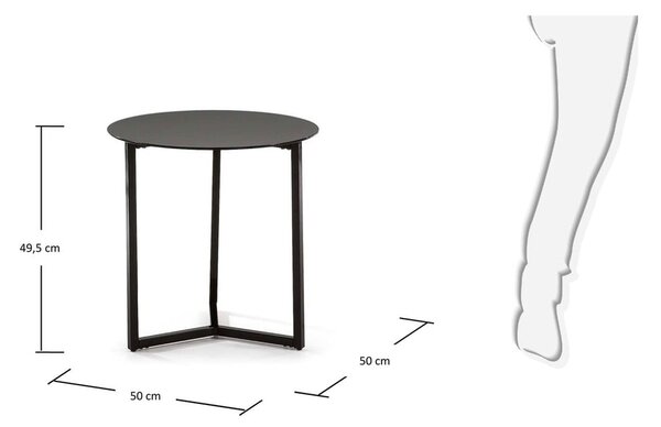 Černý odkládací stolek Kave Home Marae, ⌀ 50 cm