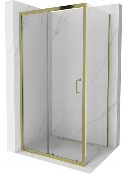 Mexen Apia rozsouvací sprchový kout 120 x 80 cm, Průhledné, Zlatá