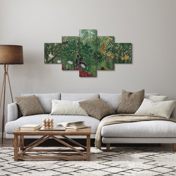Obraz - Henri Rousseau, Tropical Forest with Monkeys, reprodukce (125x70 cm)