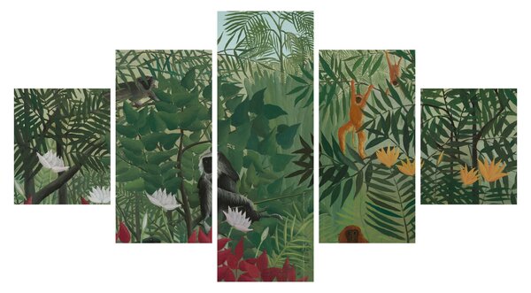 Obraz - Henri Rousseau, Tropical Forest with Monkeys, reprodukce (125x70 cm)