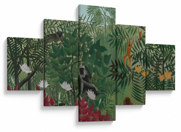 Obraz - Henri Rousseau, Tropical Forest with Monkeys, reprodukce (125x70 cm)
