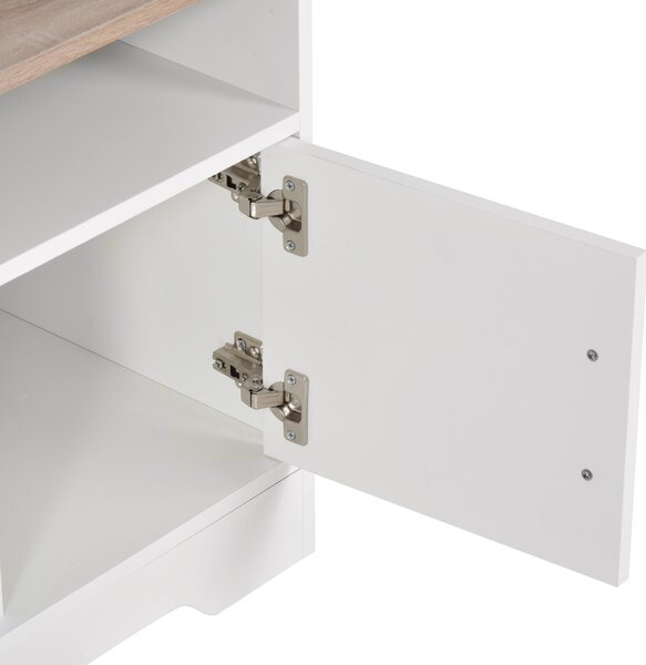 HOMCOM TV Skříňka pro Obývací Pokoj s Velkým Úložným Prostorem, Otevřené Police, Správa Kabelů, Klasický Design 105x40x52 cm Bílá | Aosom
